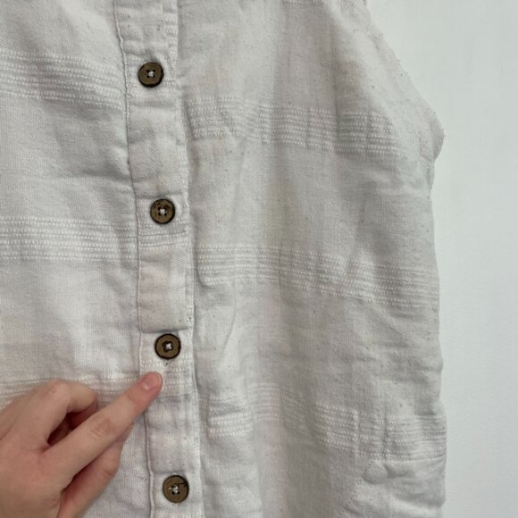 FREE PEOPLE Keep It Simple Mini Dress White Button Low Back Cotton Linen Summer - Picture 10 of 16